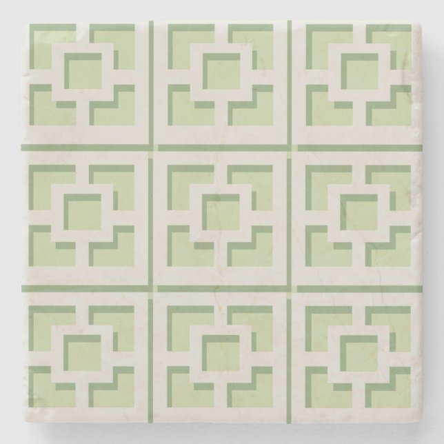 Posavasos De Piedra Retro Green Trellis Stone Coaster (Anverso)