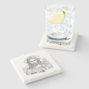Posavasos De Piedra Retro Grid Jesús Rey de Reyes Apocalipsis 19:16