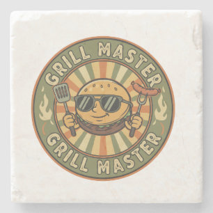 Posavasos De Piedra Retro Grill Master Hamburguesa Personaje Rey de la