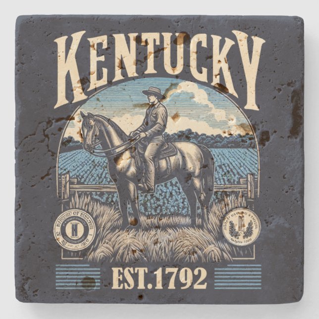 Posavasos De Piedra Retro Kentucky (Anverso)