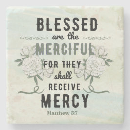 Posavasos De Piedra Retro Matthew 5:7 Verso de la Biblia