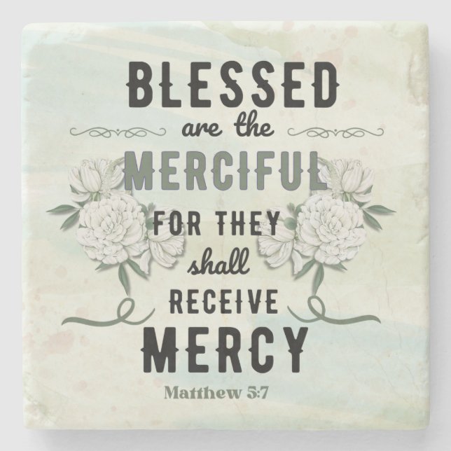 Posavasos De Piedra Retro Matthew 5:7 Verso de la Biblia (Anverso)