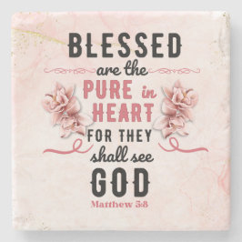 Posavasos De Piedra Retro Matthew 5:8 Calla Lillies