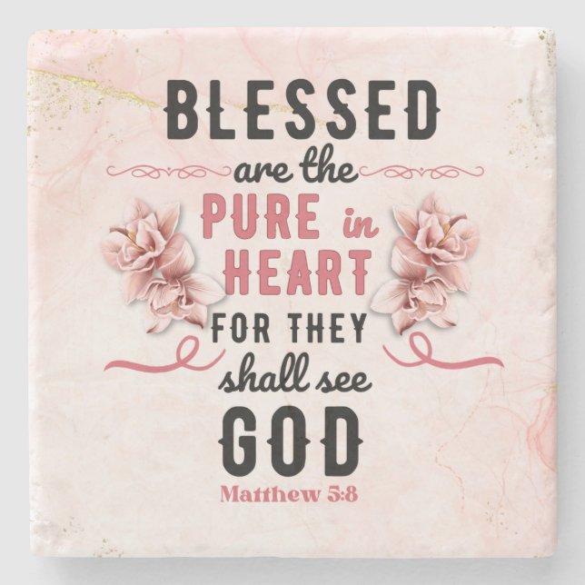 Posavasos De Piedra Retro Matthew 5:8 Calla Lillies (Anverso)