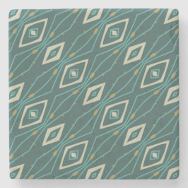 Posavasos De Piedra Retro Midcentury Style Teal Geometric Abstract