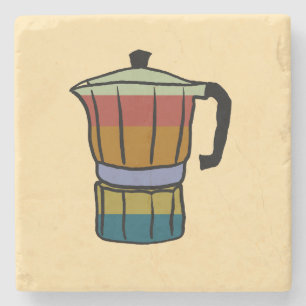 Posavasos De Piedra Retro Moka Pot