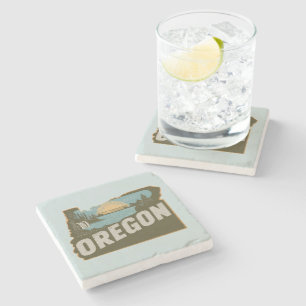 Posavasos De Piedra Retro Oregon Silhouette