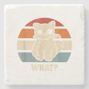 Posavasos De Piedra Retro Qué Gato Cuchillo Maullido Gatito Gatos Dive