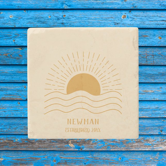 Posavasos De Piedra Retro Summer Beach Boho Sun (Subido por el creador)