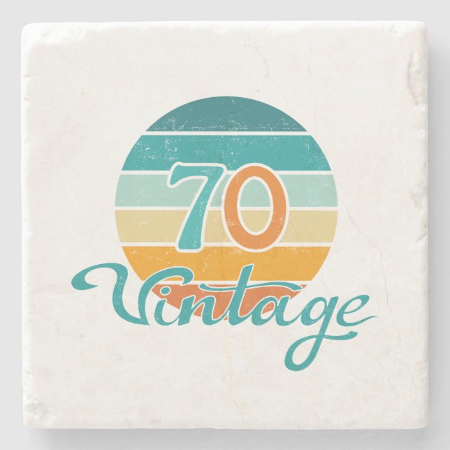 Posavasos De Piedra Retro Sunset 70 Vintage Distressed (Anverso)