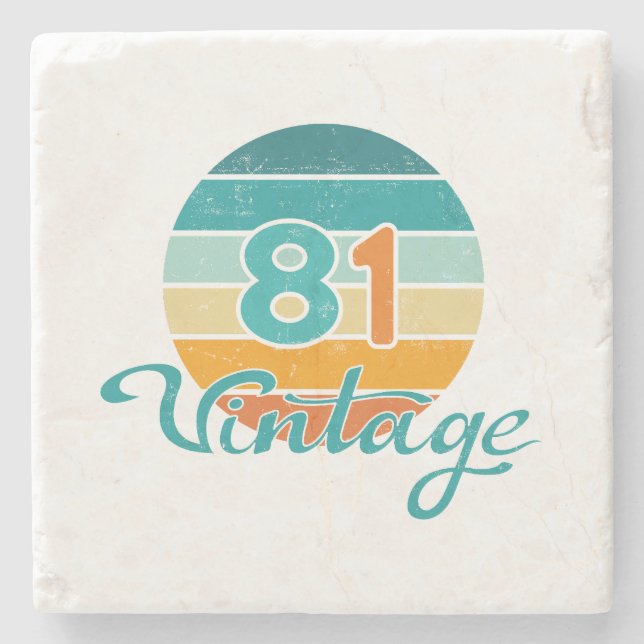 Posavasos De Piedra Retro Sunset 81 Vintage Distressed (Anverso)