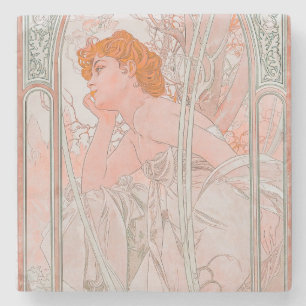 Posavasos De Piedra Reverie du Soir (1899) de Alphonse Mucha