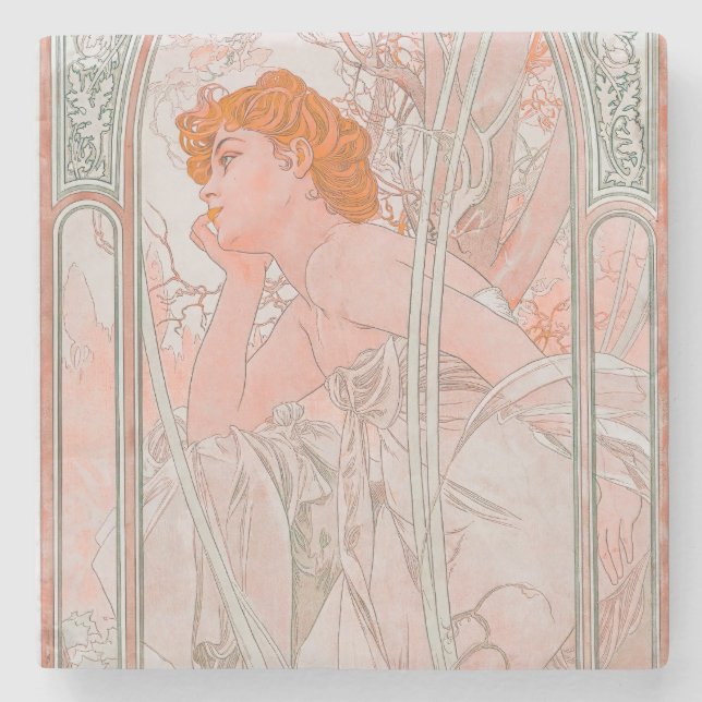 Posavasos De Piedra Reverie du Soir (1899) de Alphonse Mucha (Anverso)