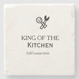 Posavasos De Piedra Rey de la cocina chef cocinando agregar nombre cor