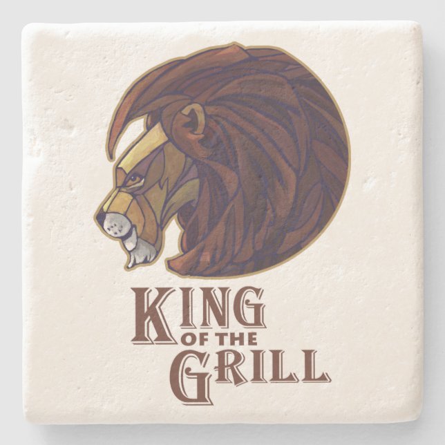 Posavasos De Piedra Rey del Grill (Anverso)