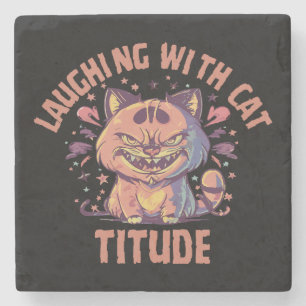 Posavasos De Piedra Riendo con actitud de gato