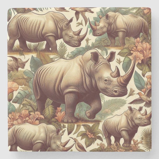 Posavasos De Piedra Rinoceronte inmaculado (Anverso)