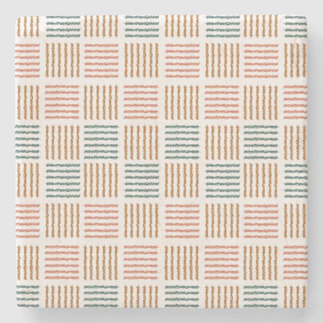 Posavasos De Piedra Ritmo Rústico Tocado - Boho moderno (Anverso)