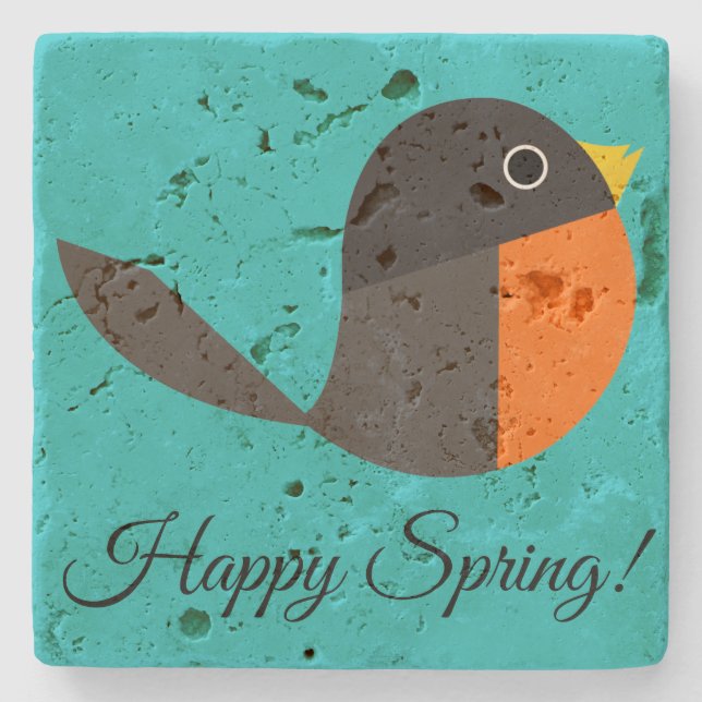 Posavasos De Piedra Robin Birds (Anverso)