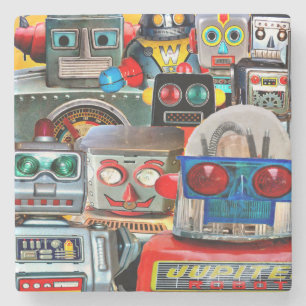 Posavasos De Piedra Robot, robot vintage