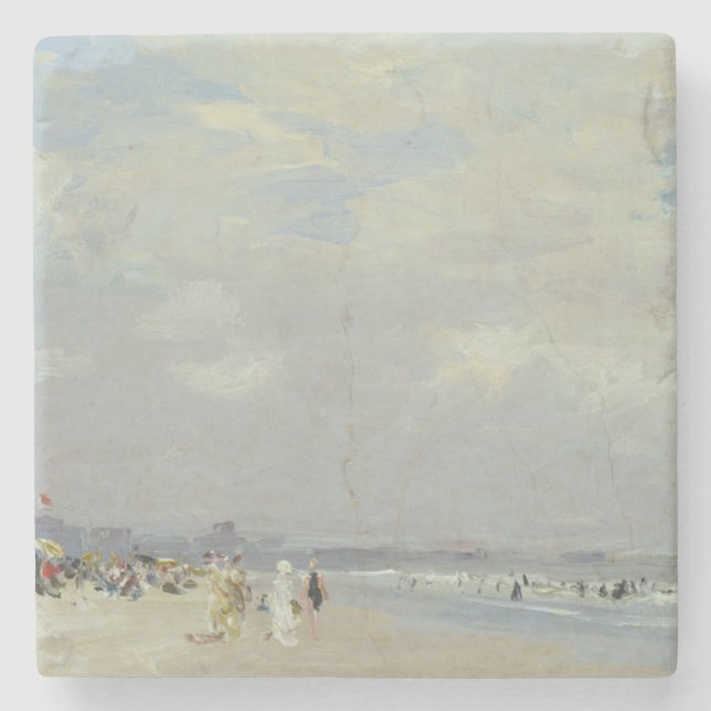 Posavasos De Piedra Rockaway Beach (Nueva York) (por E.H. Potthast) (Anverso)