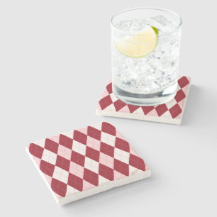 Posavasos De Piedra Rojo Argyle Carmesí Rosa Pequeña Forma de Diamante
