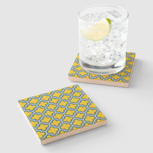 Posavasos De Piedra Rojo azul amarillo y bebé, Entramado, Quatrefoil