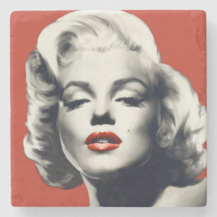 Posavasos De Piedra Rojo en los labios rojos Marilyn