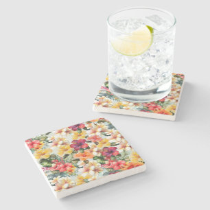 Posavasos De Piedra Rojo Tropical Amarillo Amarillo Hibiscus Floral