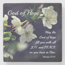 Posavasos De Piedra Romanos 15:13 Flores blancas de Dios de la Esperan