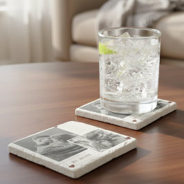 Posavasos De Piedra Romantic Photo Collage, Rustic "Be Mine" keepsake