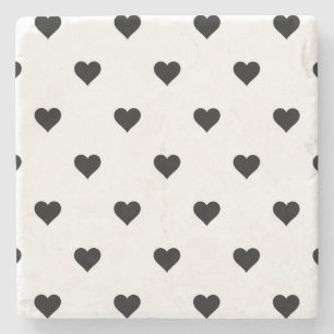 Posavasos De Piedra Romántico corazón blanco y negro minimalista