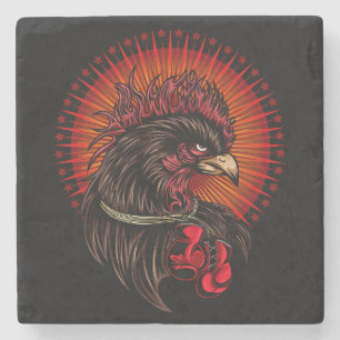 Posavasos De Piedra Rooster de boxeo