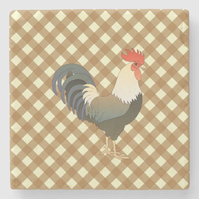POSAVASOS DE PIEDRA ROOSTER GINGHAM (Anverso)
