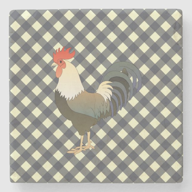POSAVASOS DE PIEDRA ROOSTER GINGHAM (Anverso)