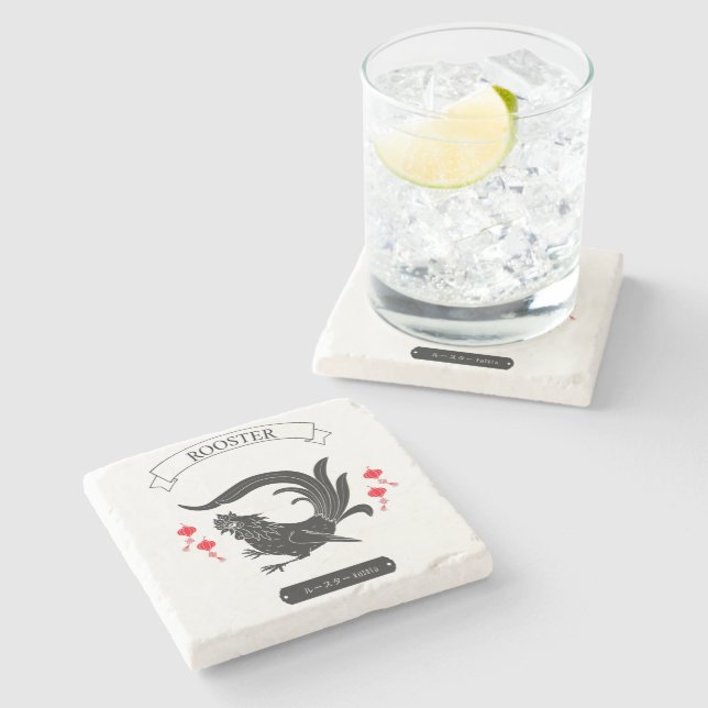 Posavasos De Piedra Rooster japonés (Lateral)