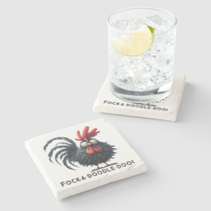 Posavasos De Piedra Rooster matutino - ¡Fock-a-doodle-doo!