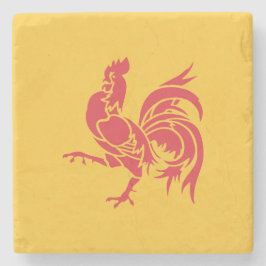 Posavasos De Piedra Rooster Rojo (Bandera de Valonia)