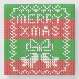 Posavasos De Piedra Ropa de jingle de patrón de suéter feo Hilo de nav