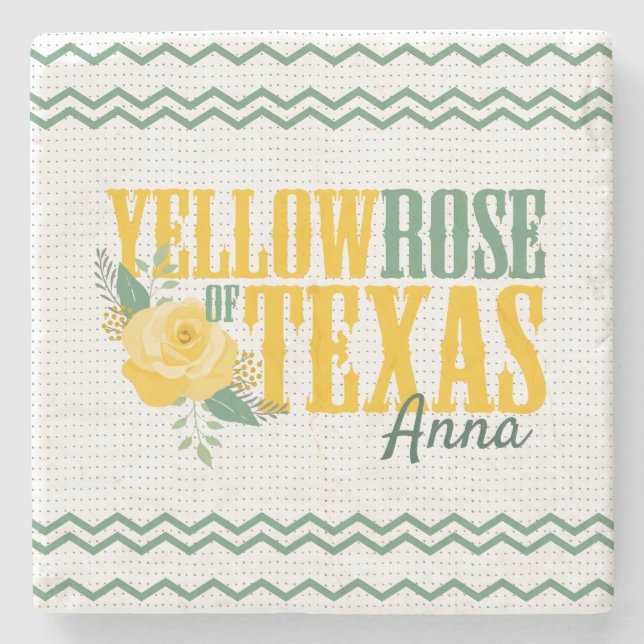 Posavasos De Piedra Rosa amarilla de Texas - Rosa único (Anverso)