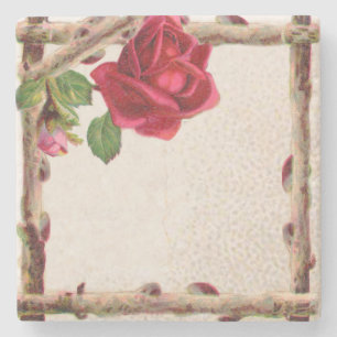 Posavasos De Piedra Rosa antigua vintage rústica victoriana clásica an