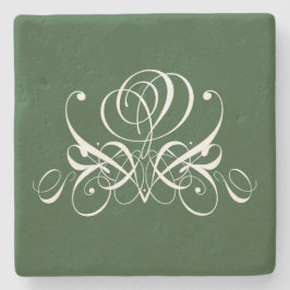 Posavasos De Piedra Rosa blanco y verde floreciente