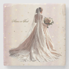 Posavasos De Piedra Rosa Boda de Invierno Novia Fiesta del corazón bri