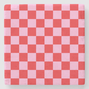 Posavasos De Piedra Rosa claro a cuadros mezclados