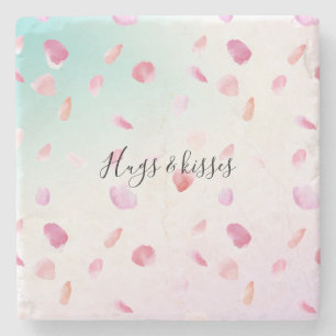Posavasos De Piedra Rosa color de agua rosa rosa Pétalos Mención Ombre