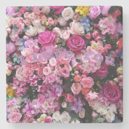 Posavasos De Piedra Rosa de amor de la montaña rusa de piedra