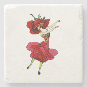 Posavasos De Piedra Rosa de belleza norteamericano, flores extravagant