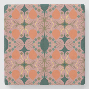 Posavasos De Piedra Rosa de diamante geométrico Boho