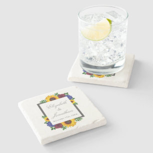 Posavasos De Piedra Rosa de girasol Boda floral