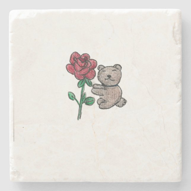 Posavasos De Piedra Rosa de oso (Anverso)